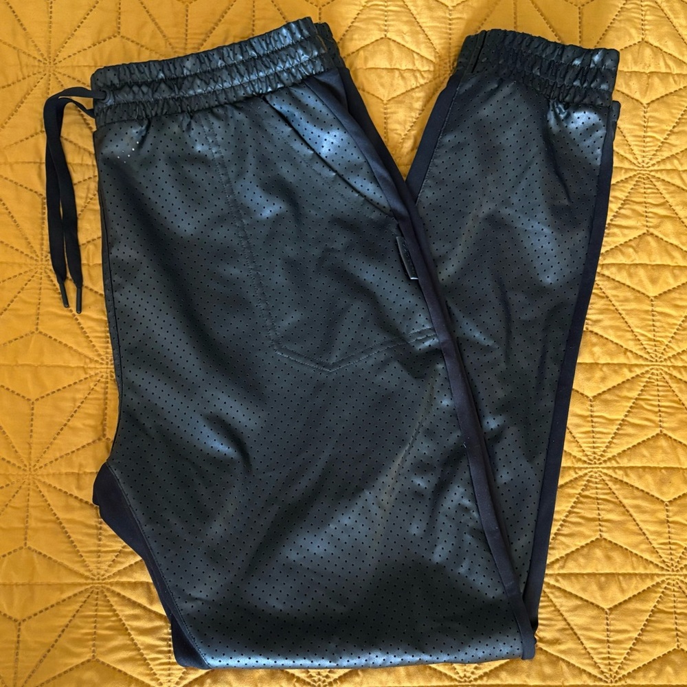 Reebok Black Vegan Leather Joggers Size S